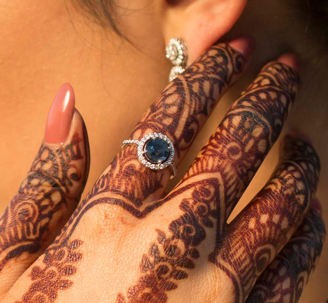 Blue Sapphire Halo Ring