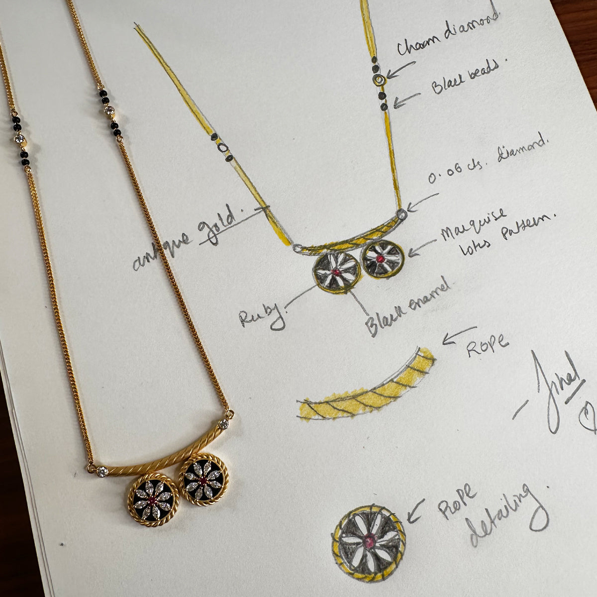 Custom Maharashtrian Vati Mangalsutra sketch