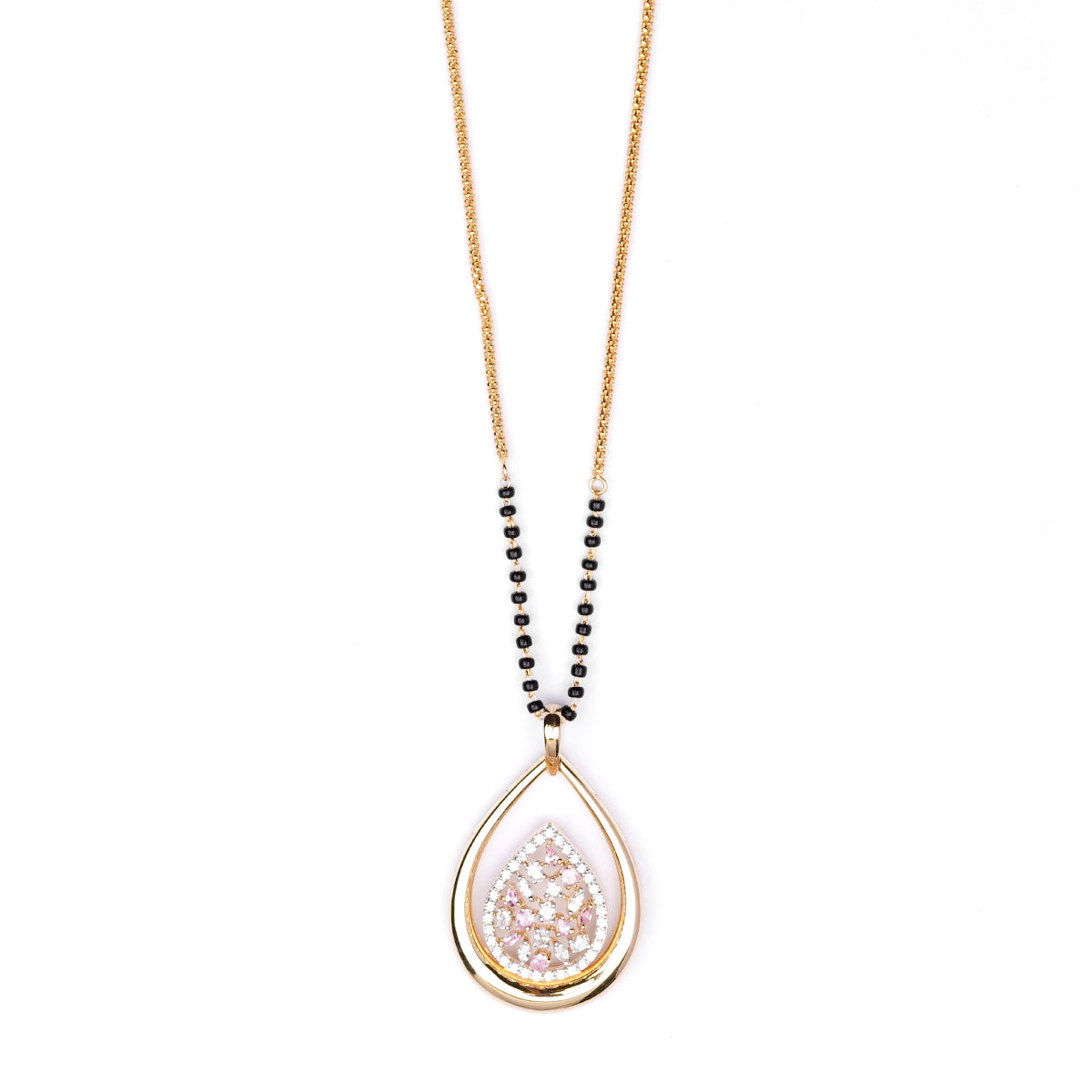 Designer mangalsutra with Pink Gemstones and diamonds