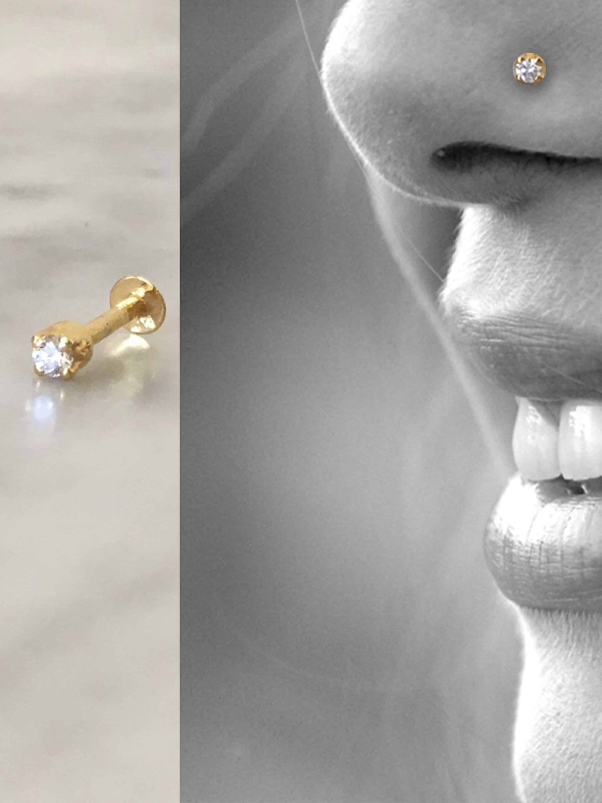 Diamond Nose Stud - Yellow Gold