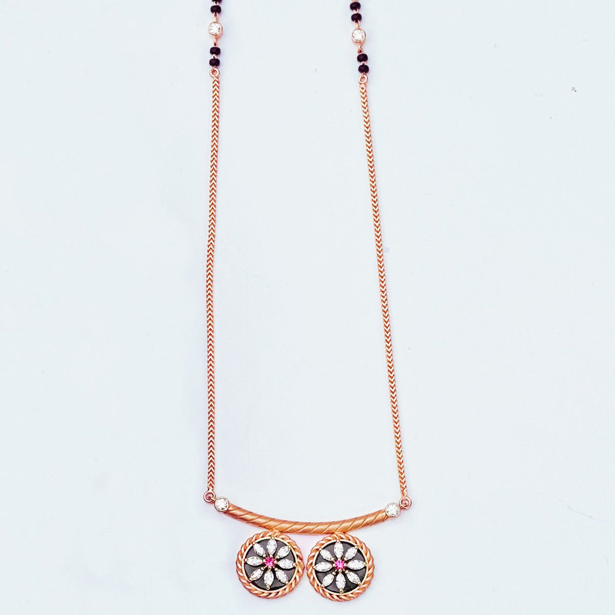Marathi Vati Mangalsutra modern with designer details in Rose gold