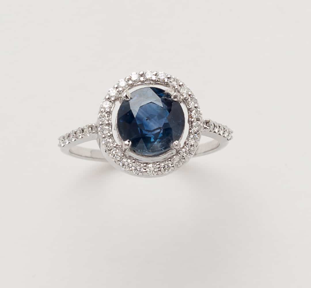 Blue Sapphire Halo Ring