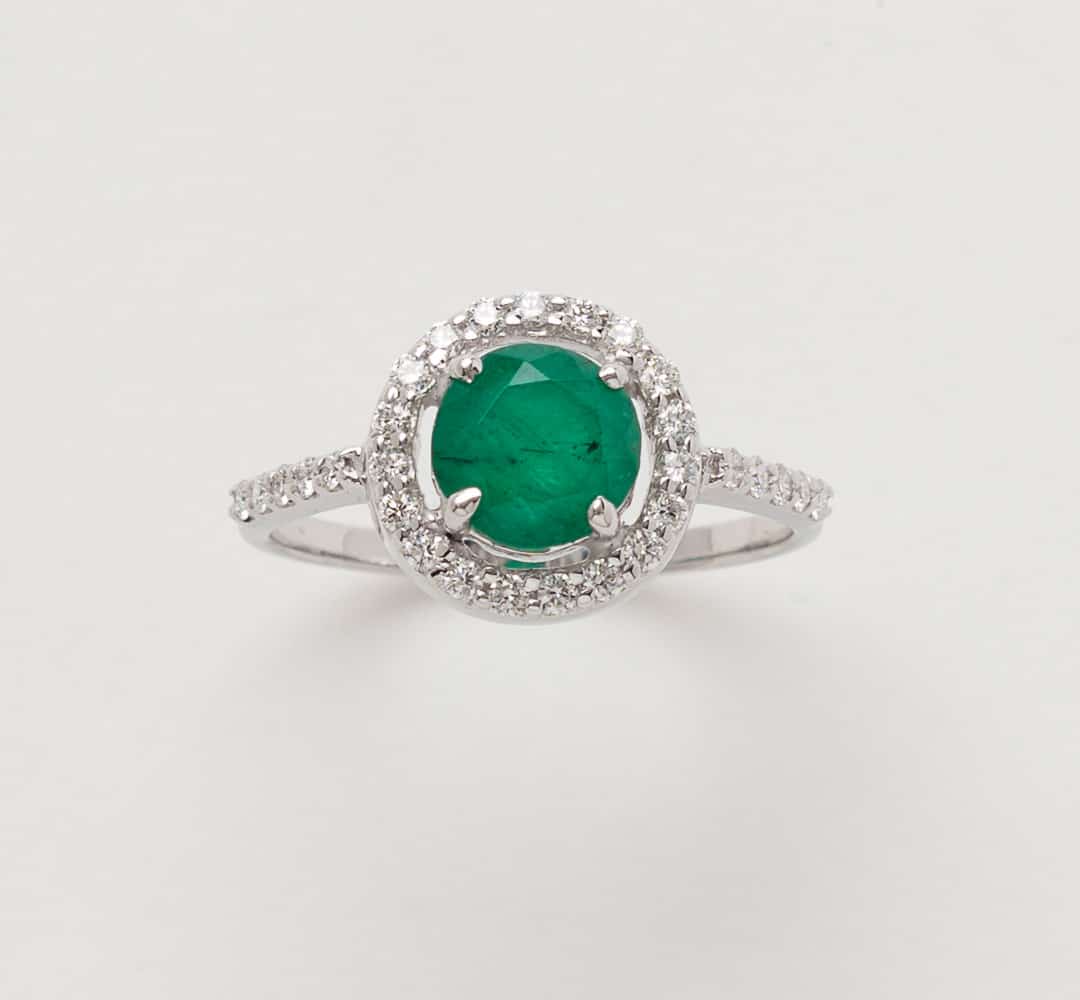 Emerald Halo Ring