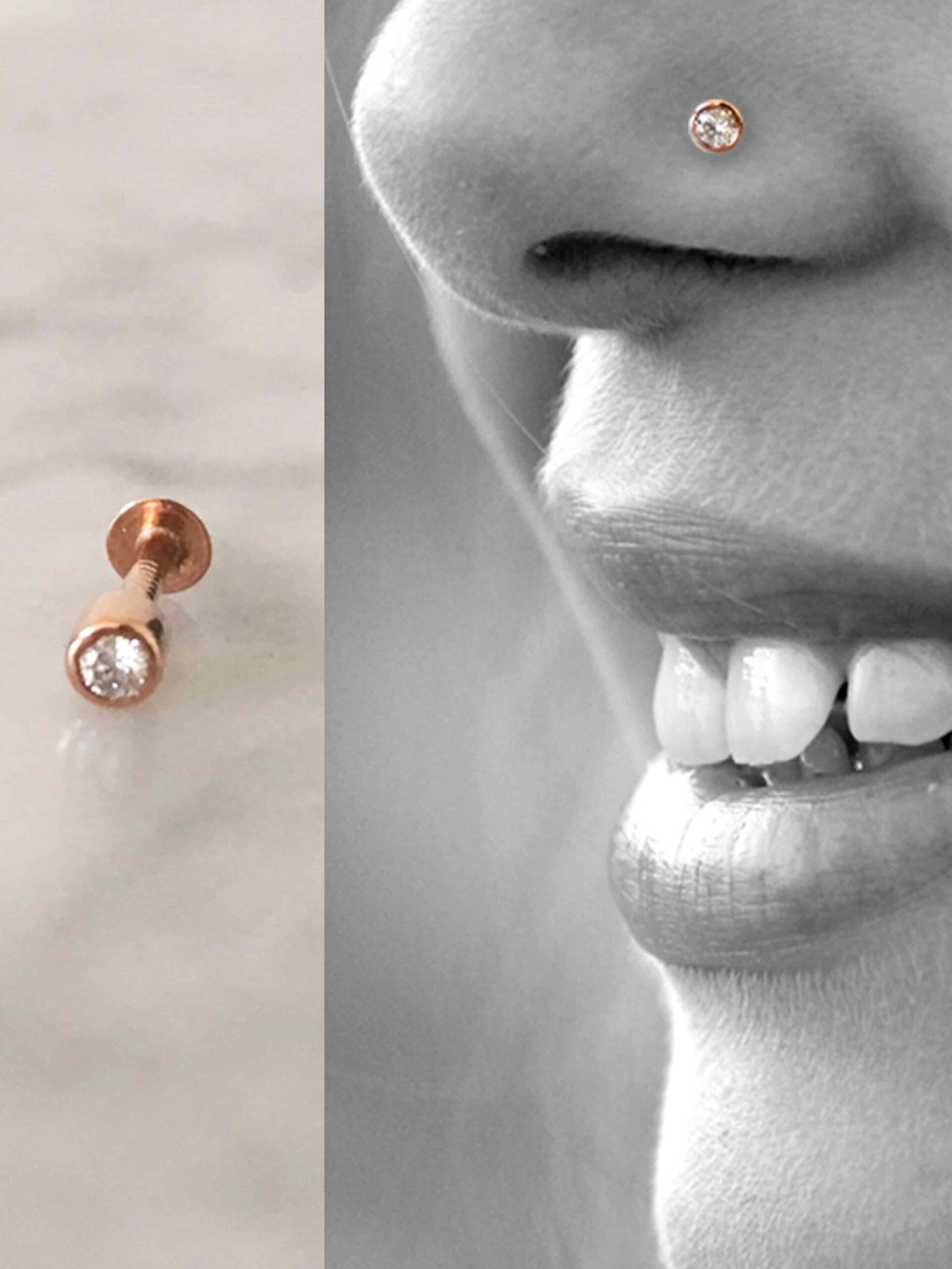 Diamond Nose Stud - Rose Gold