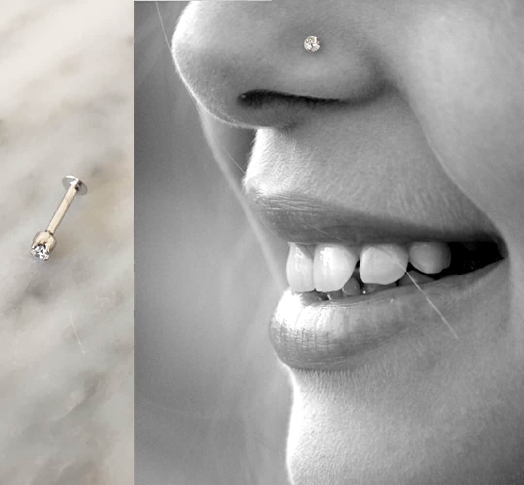 Diamond Nose Stud - White Gold